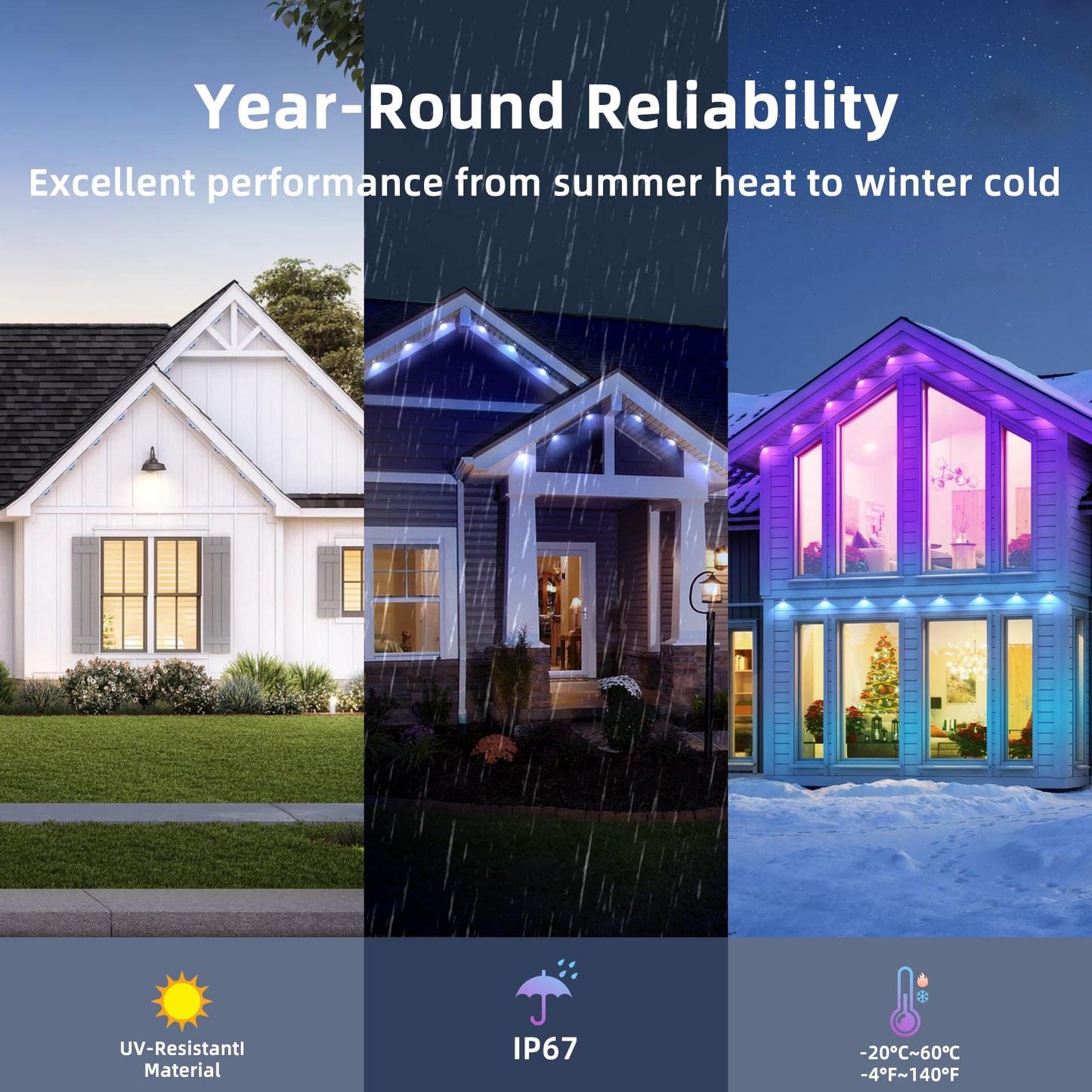 MaweMe 150FT Permanent Outdoor Lights for House,RGB LED Eaves Lights with IP67 Waterprooff, Smart App Remote Control, Music Sync, for Christmas,Daily & Holiday Party Decor