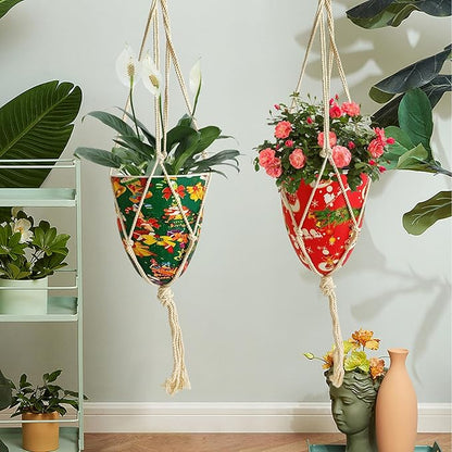 Hanging Planter Round Hanger Plant Pots - 2 Pack Outdoor Garden Flowerpots Plastic Indoor Modern Decorative Succulent Houseplant Pot 6FP-CMRG