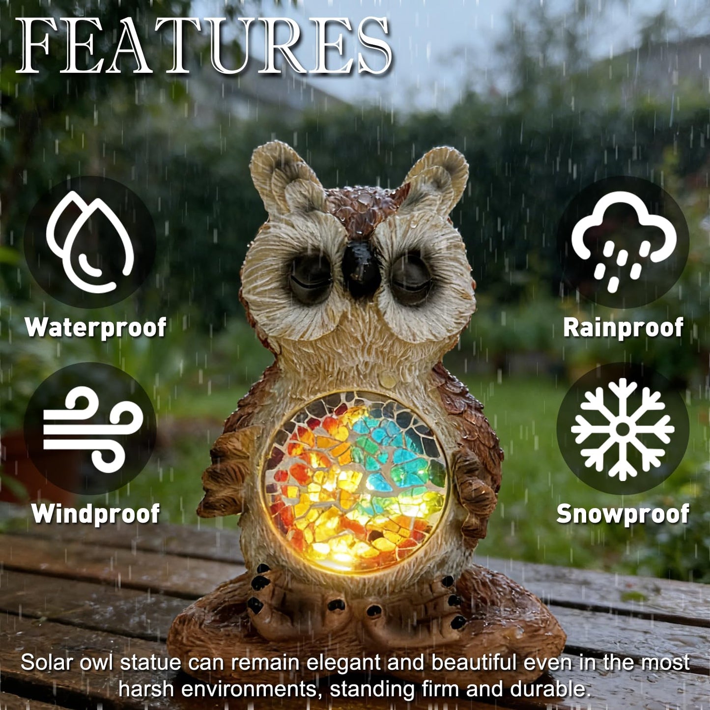 Vasesun Solar Owl Garden Statues Decor for Outdoor, Brown Yoga Owl Figurine Lights for Lawn Patio Yard Decoration - Unique Christmas Housewarming Gift for Grandma Wowen Mom