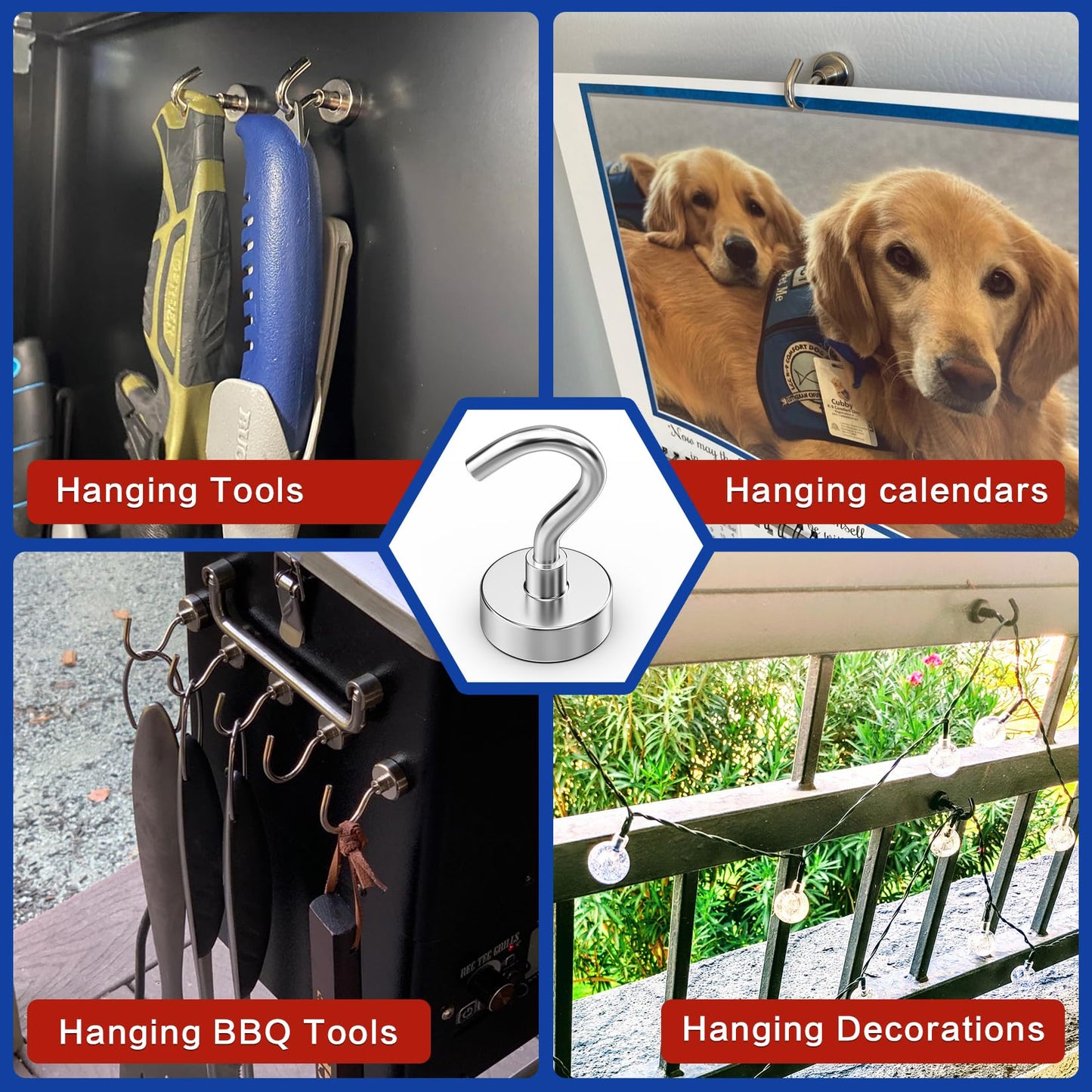 Junarter Magnetic Hooks,100 Pack Magnetic Hooks for Cruise Cabins, 25lbs Magnet Hooks, Strong Magnetic Hook Heavy Duty, Magnets with Hooks, Metal Magnetic Hook for Hanging, Refrigerator, Grill