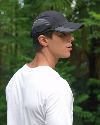 GADIEMKENSD Cooling Running Hat Quick Dry Summer Baseball Cap UPF50+ Sports Sun Caps Breathable Mesh Trucker Dad Hats Unstructured for Golf Tennis Hiking Gym Camp American Blue M/L 7-7 1/2