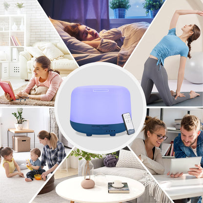 Oil Diffuser Humidifier 300ML,Electric Ultrasonic Air Aroma Diffusers Vaporizer,Scent Mist Defuser with Remote,Auto-Off,7led Color Changing Light for Large Bed Room,Home,Office