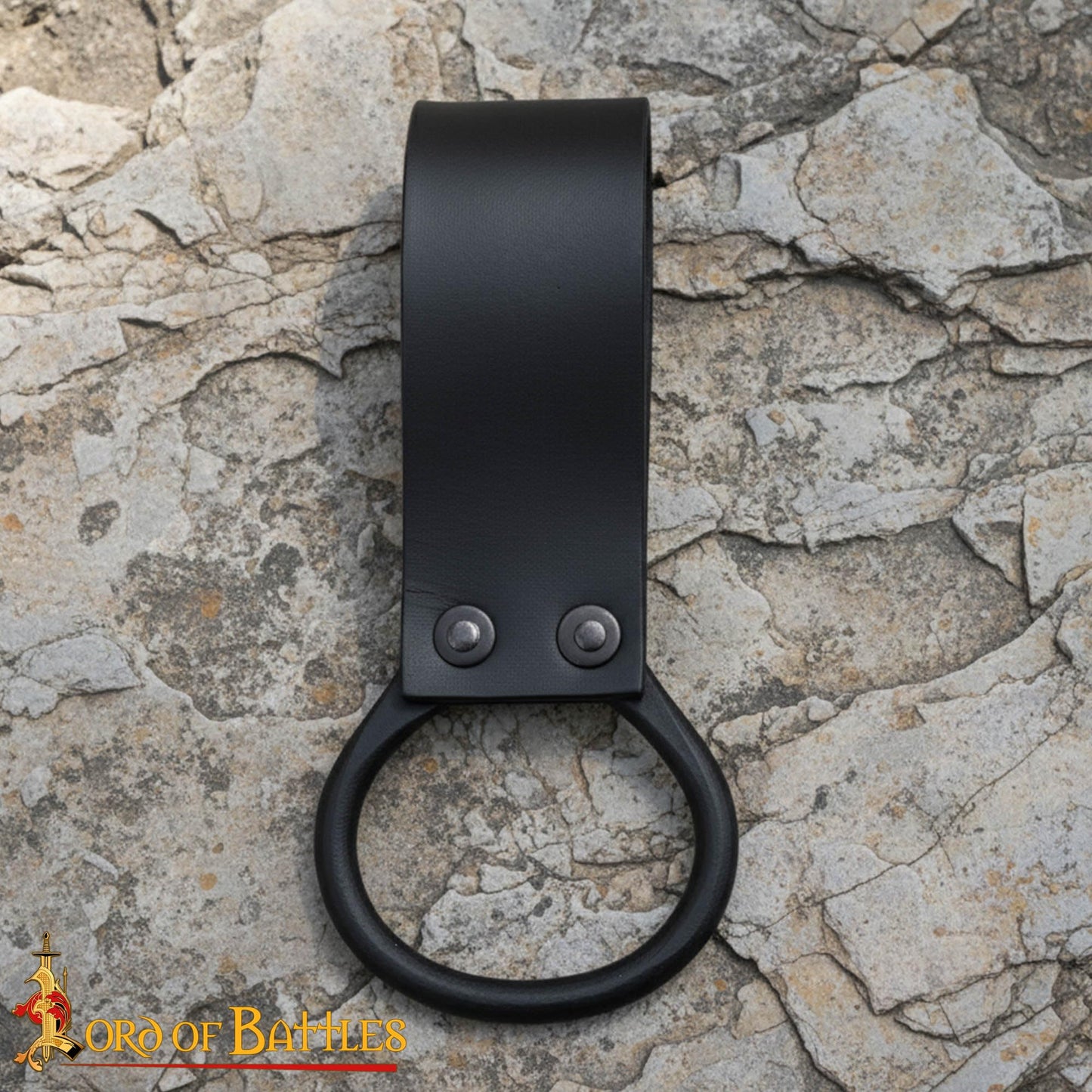 Lord of Battles Medieval Leather Axe Frog – Heavy Duty Belt Axe Holder with Steel O - Ring |6 Inch Genuine Leather Axe Holster for Viking, LARP, SCA & Reenactment Gear (Black)