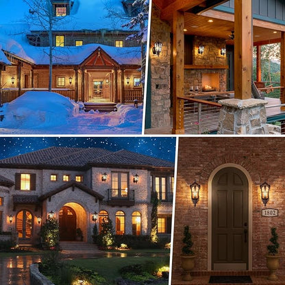 Sucolite Outdoor Wall Light Fixtures, Brown Exterior Waterproof Porch Lights Wall Lanterns, Vintage Outside Wall Sconces with Water Ripple Glass for House Front Door Garage, 2 Pack