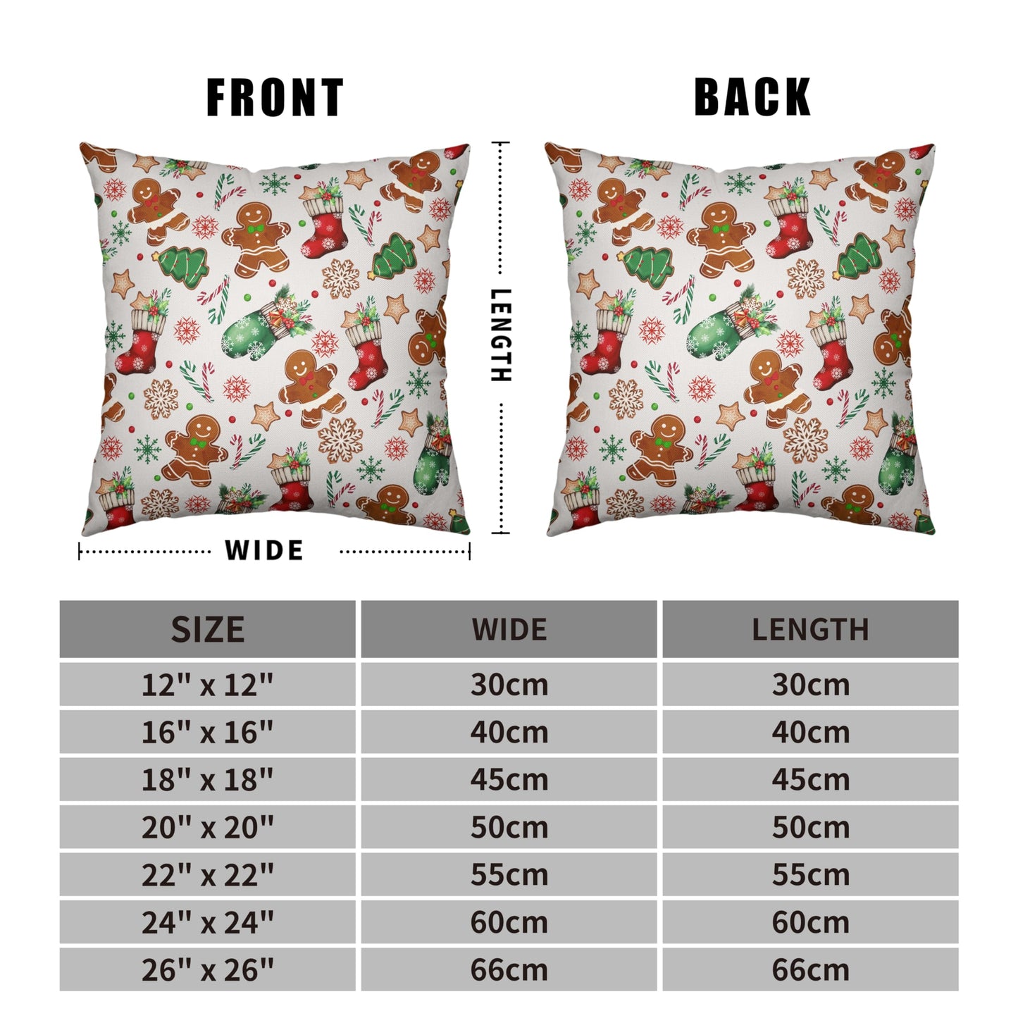 Kwlegh Christmas Pillow Covers 18x18 Set of 2 Gingerbread Man Throw Pillow Covers Xmas Tree Socks Gloves Snowflakes Pillow Case for Holiday Decor Couch Sofa