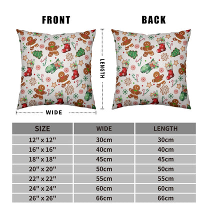 Kwlegh Christmas Pillow Covers 18x18 Set of 2 Gingerbread Man Throw Pillow Covers Xmas Tree Socks Gloves Snowflakes Pillow Case for Holiday Decor Couch Sofa