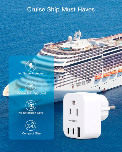 South Africa Travel Plug Adapter, HANYCONY Type M Power Adapter with 2 AC Outlets 3 USB Ports(2 USB C) for US to South Africa Botswana Namibia India Nepal Bhutan Sri Lanka