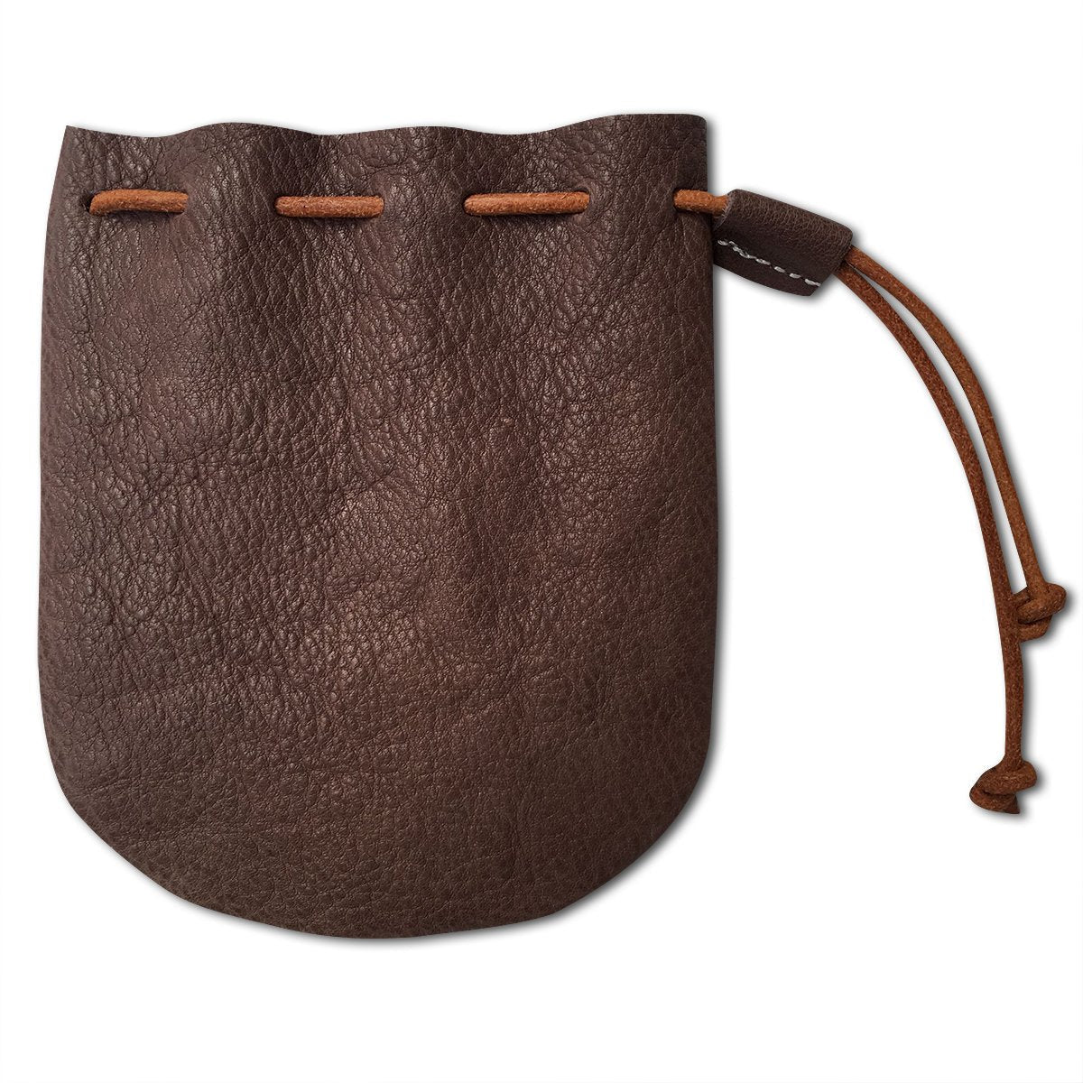 Fantastic Workmanship Genuine Leather Drawstring Coin Purse (Coffee)