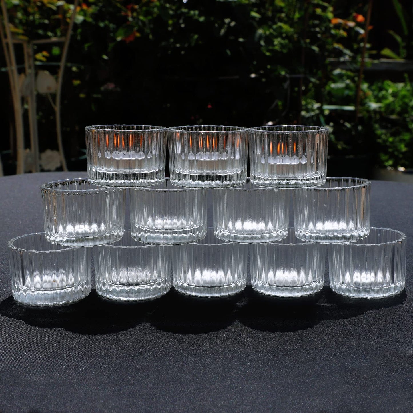 VOHO 36pcs Christmas Tea Lights Candle Holder, Clear Tealight Candle Holder for Gifts, Ribbed Glass Votive Candle Holders Centerpiece Table Decorations(2'' x 1.4'')