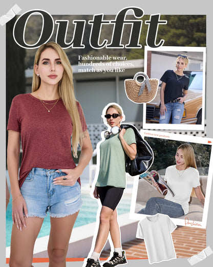 GAYHAY T-Shirts for Women - Black Short Sleeve Basic Tees Soft Crew Neck Trendy Summer Tops for Casual Vacation 2025