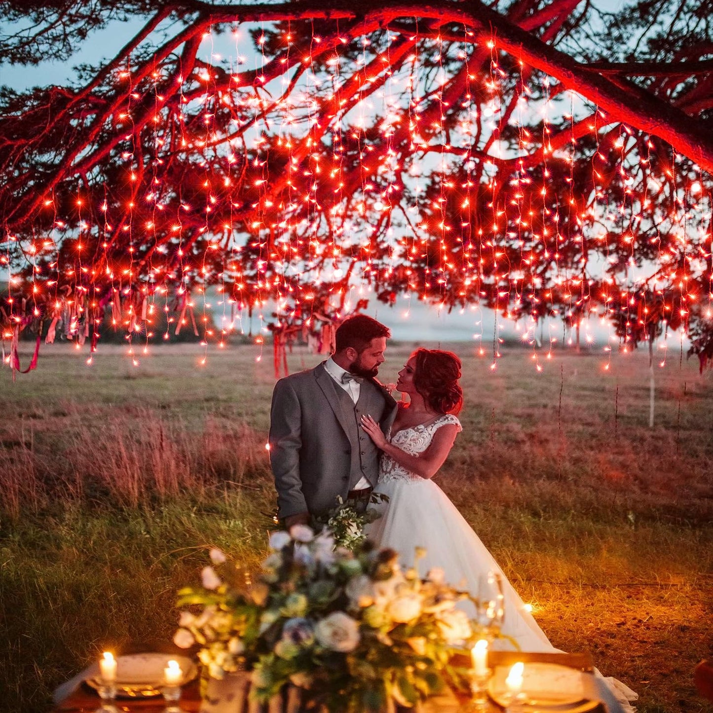 Vivideal 33ft Red Christmas Lights - 400 LED Icicle Lights for Outside & Indoor Use, 8 Modes Timer, Waterproof for House, Yard, Eave, Patio, Wedding, Party & Holiday Decoration