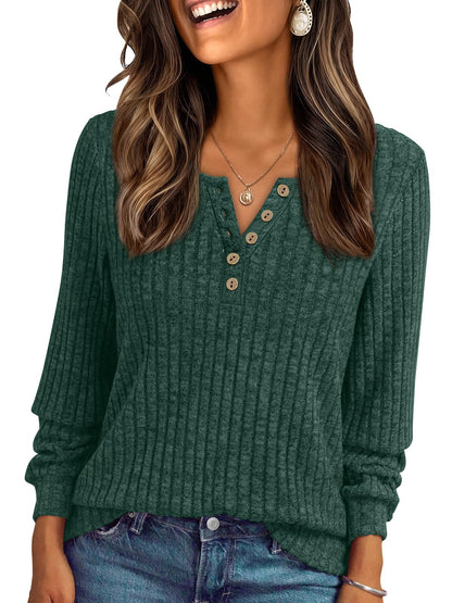 AUTOMET Long Sleeve Henley Shirts Women's Business Casual Lightweight Tunic Sweater Tops