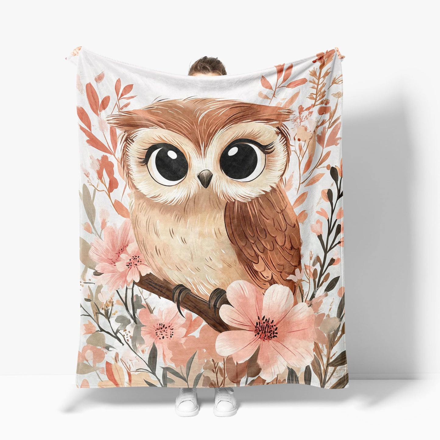 Owl Blanket Cute Animal Floral Fleece Owls Throw Blanket Super Soft Warm Cozy Fuzzy Plush Owl Blanket Gifts for Men Women Girls Boys Kids Teens Room Decor 40"X50"