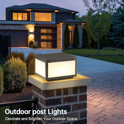 Outdoor Modern Post Light, Pillar Lights LED Fence Deck Cap Light Wired High Voltage,Outdoor Column Lights for Flat Surface Patio Garden Decoration with IP65 Waterproof E26 Bulb 10"x10"