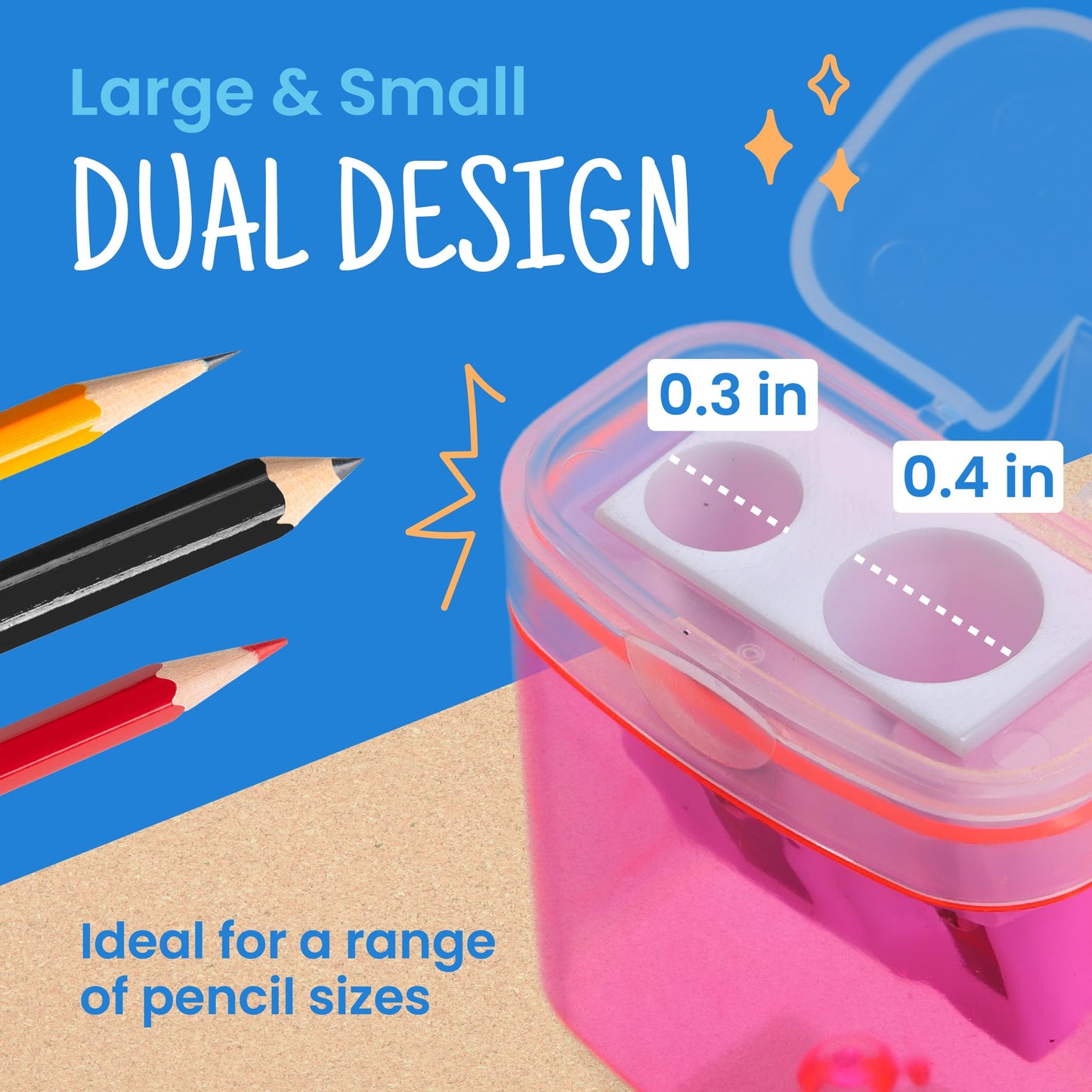 Craftzilla Pencil Sharpener 100 Pack, Manual Pencil Sharpeners Bulk for Kids with Lid, Perfect for School, Office, and Home