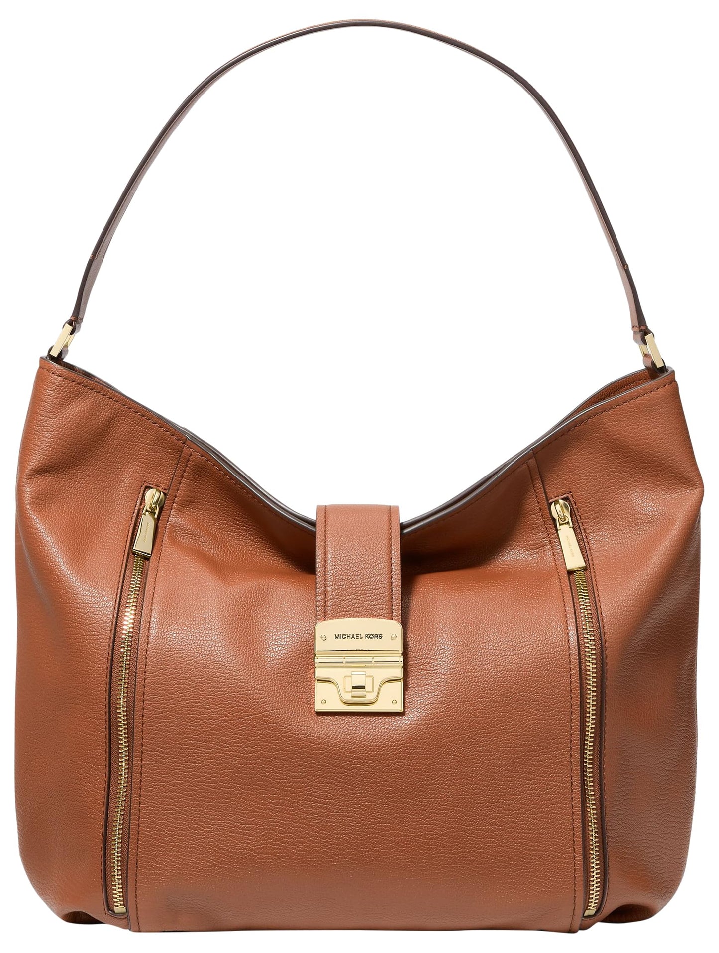 Michael Kors Addie Large Hobo Shoulder Bag, Gold-Tone Hardware/Luggage
