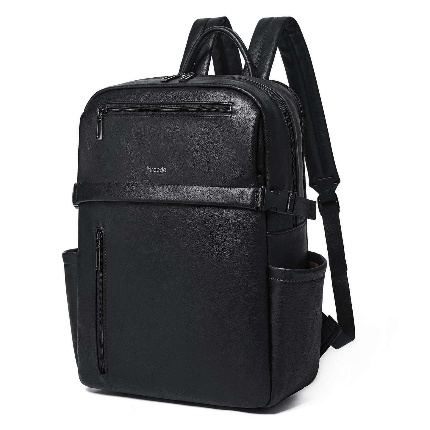 Mroede Leather Laptop Backpack for Women, 15.6 Inch Laptop Travel Backpack Purse Large Capacity Computer Bag, Casual Daypack Nurse Bag College Bookbag for School, Black