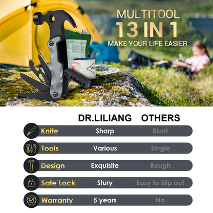 Multitool Fathers Day Dad Gifts from Daughter and Son, Camping Accessories, 13 in 1 Survival Multi Tools Hammer, Christmas Cool Gadgets for Adults Him Boyfriend Husband Grandpa Women Birthday