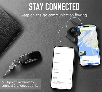 Conambo 2025 Upgraded K18 Bluetooth Headset V5.1 Wireless Headset with Dual Mic Noise Canceling& Mute, 16Hrs Talk time Single Ear Bluetooth Earpiece for iPhone Android Cell Phone Trucker Office Work
