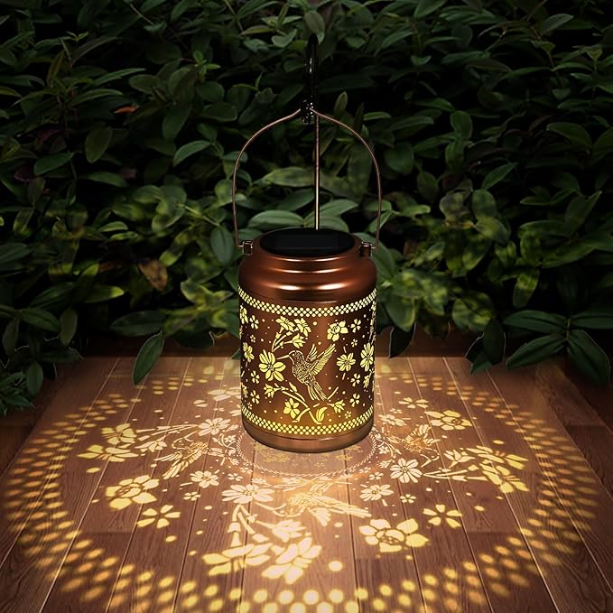 Solar Lanterns Outdoor Garden Decor- Hummingbird Solar Lights Waterproof Decorative Gifts for Women Mom Grandma Hanging Hummingbird Lights Gardening Gift for Outside for Yard, Patio, Backyard, Farm