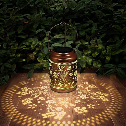 Solar Lanterns Outdoor Garden Decor- Hummingbird Solar Lights Waterproof Decorative Gifts for Women Mom Grandma Hanging Hummingbird Lights Gardening Gift for Outside for Yard, Patio, Backyard, Farm