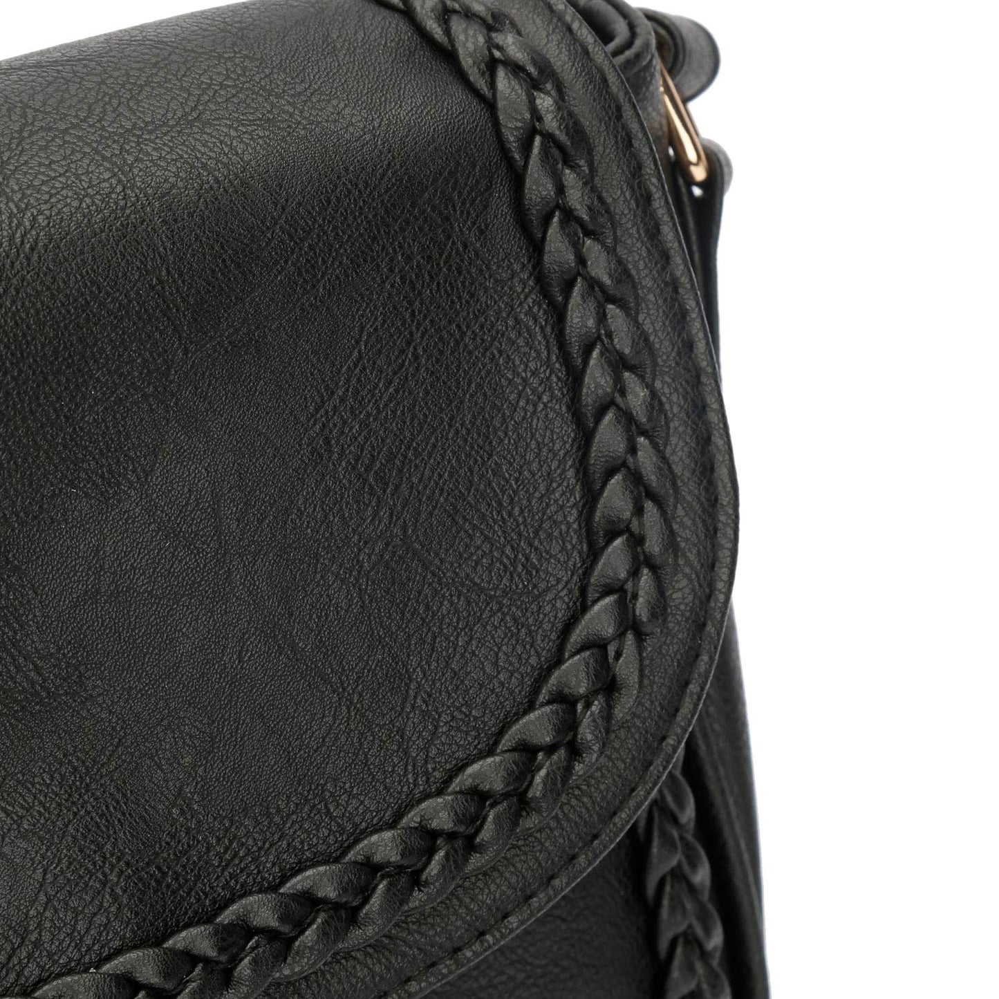 KKXIU Casual Flap Saddle Crossbody Bags for Women Small Handbags PU Leather Shoulder Bag Purse with Tassel (Z-Black)