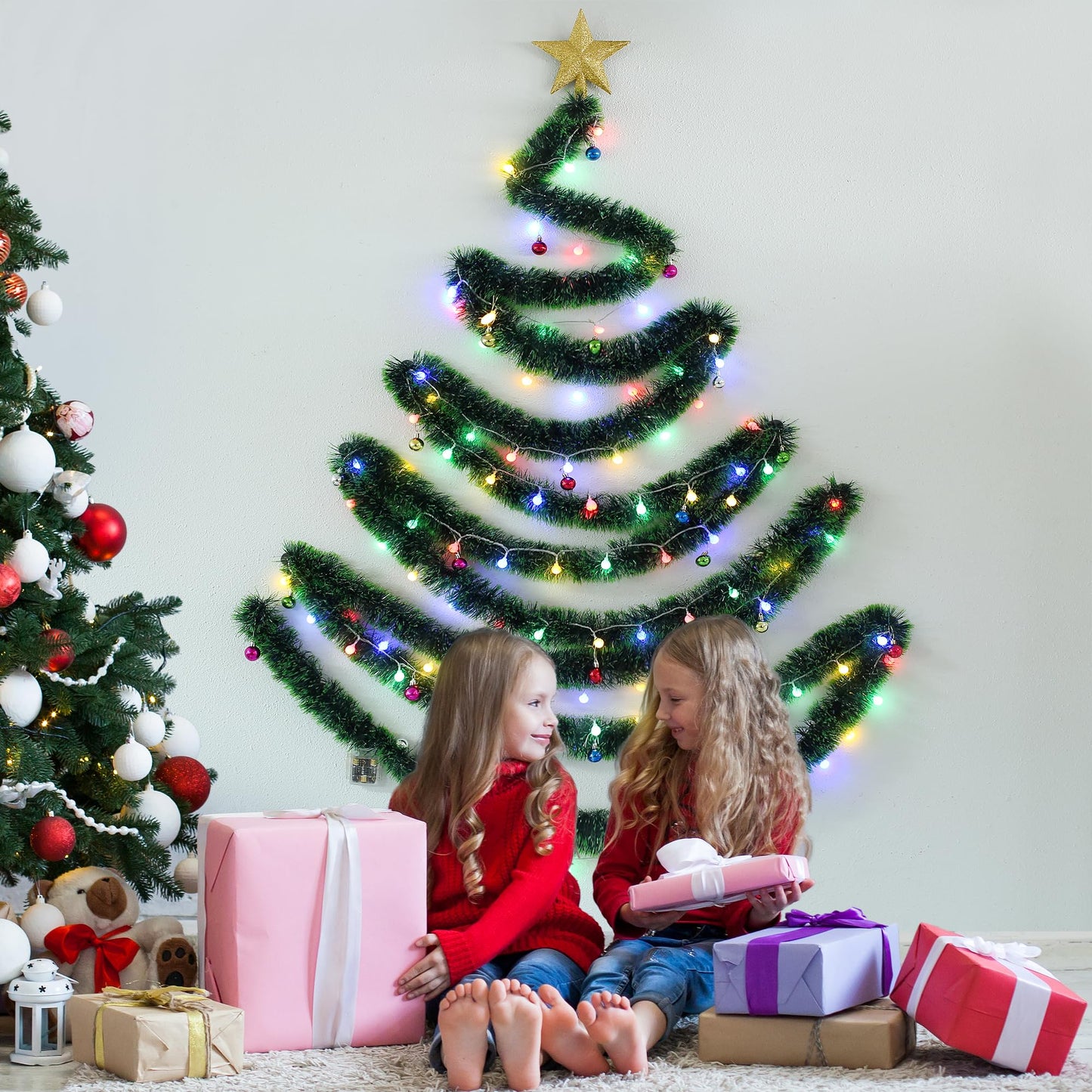 BRILLIHOOD DIY Wall Mounted Christmas Trees with LED RGB Light, Kids Toys Wall Hanging Christmas Tree, Space-Saving Christmas Decor Ideas for Small Space Home Holiday Decoration