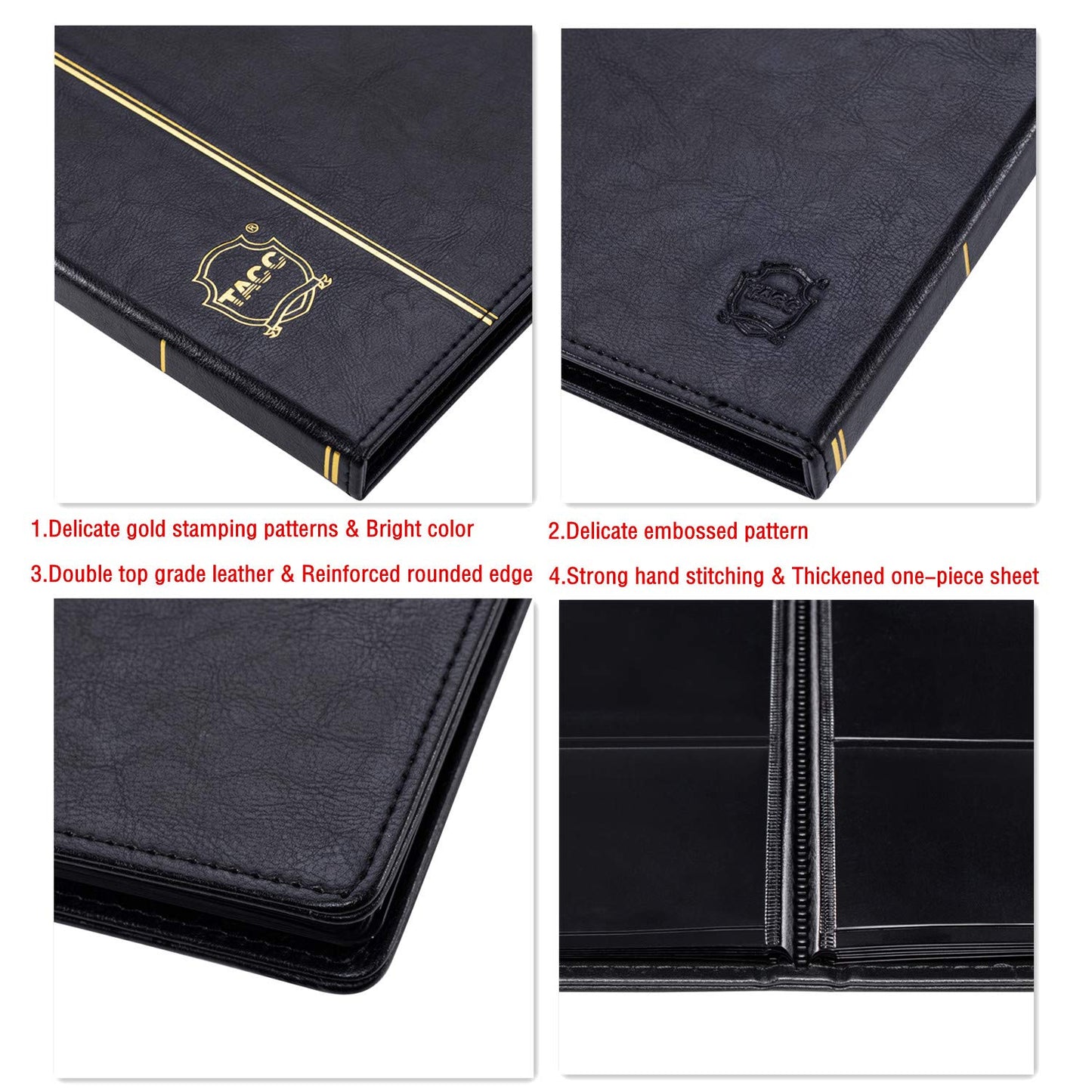 Ettonsun Leather 60-Pocket Dollar Bill Holders for Collectors Paper Money Album Currency Collection Supplies Book Travel Banknote Stamp Storage,Collection Folder for paper souvenirs, Black