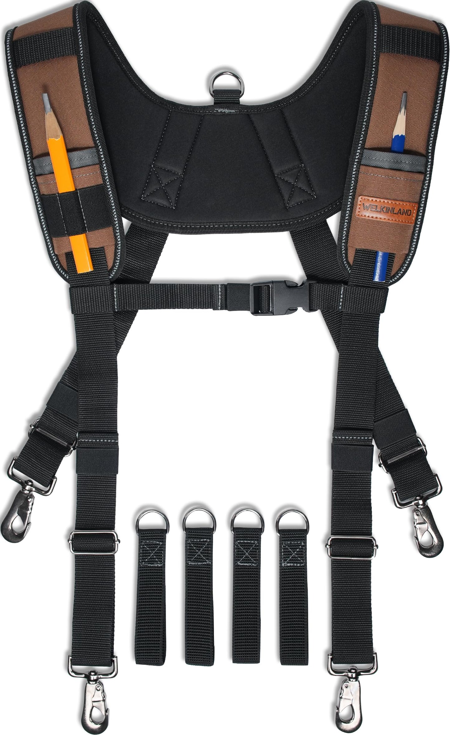 WELKINLAND Heavy Duty Tool Belt Suspender, Comfy Padded Tool Belt Suspender, Fully-Adjustable Tool Bag Suspenders, RipStop Suspenders For Tool Belt, Tool Belt Suspenders For Men/Carpenter