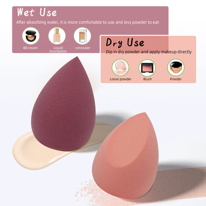COSTICA Makeup Sponge Set Blender, Beauty Sponge Makeup Blender Flawless for Liquid - Multi Colored 4 pcs Rose Series