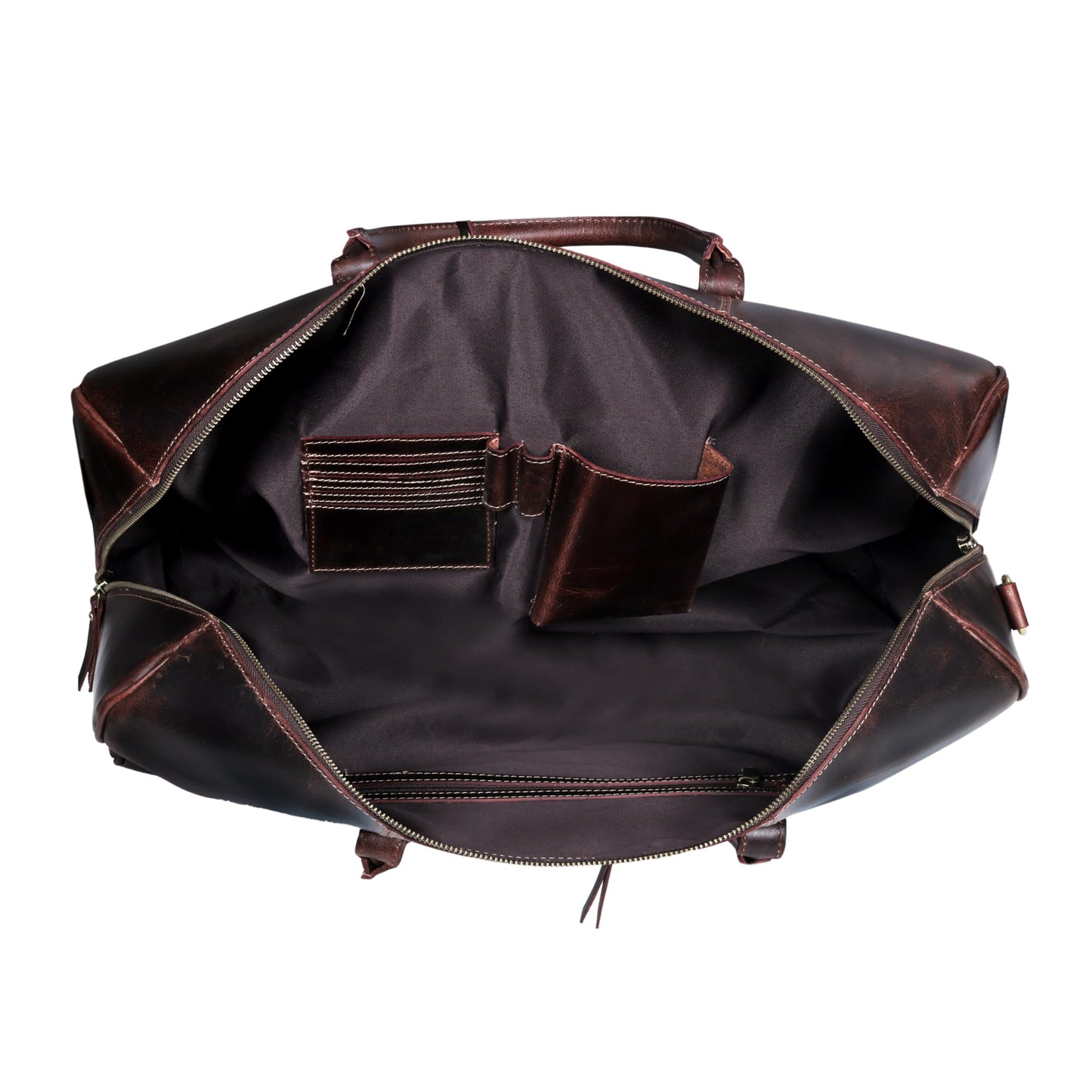 21 Inch Genuine Buffalo Leather Travel Duffle Bag | Overnight Weekend Leather Bag | Sports Gym Duffel for Men| Airplane Under Seat Carry on Bags (brown)