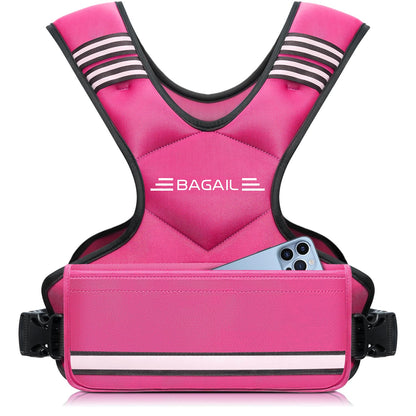 BAGAIL Adjustable Weighted Vest for Women 4-10lb, Comfortable U-Neck Rucking Vest with 6 Removable Weights, Storage Pocket and Reflective Strips for Walking, Jogging, Weight Loss & Home Workouts