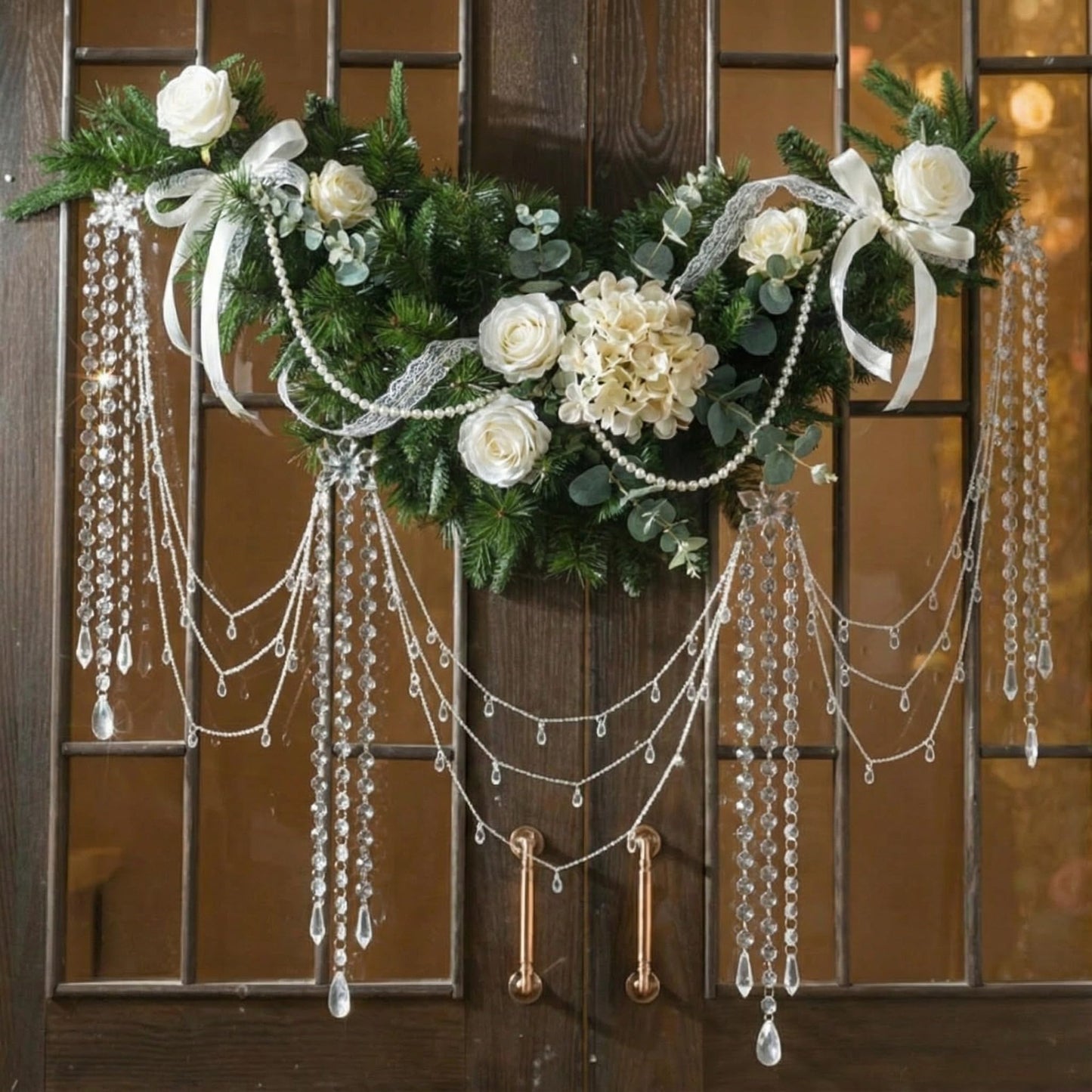 Yalikop 6 ft Crystal Tassel Garland Decoration Wedding Party Favor Ornament Clear Acrylic Hanging for Wedding Table Wall Stair Railings Winter Wonderland Decorations
