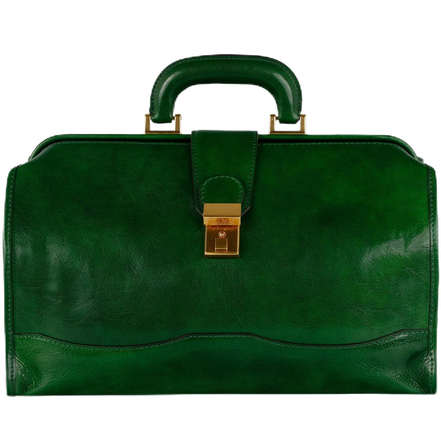 Time Resistance Leather Doctor Briefcase - Italian Handmade Medical Bag - Vintage Style Briefcase for Men and Women -Top Handle Gladstone Bag (Green)