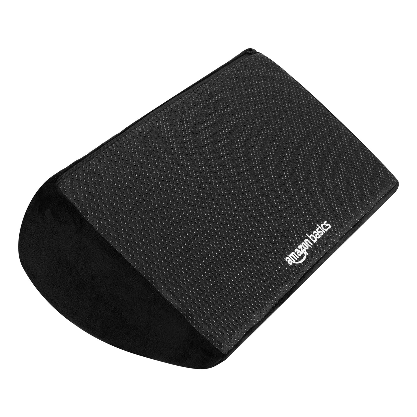 Amazon Basics Foam Foot Rest for Under Desk, Supportive Stool for Home and Office with Washable Cover, 5.1 x 10.2 x 17.3 in, Black