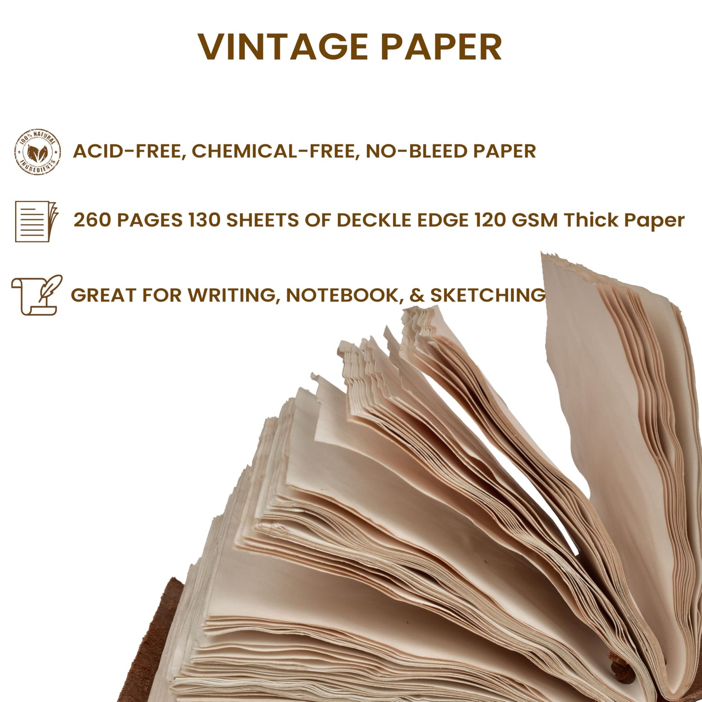 LEATHER VILLAGE Handmade Leather Bound Floral Embossed Journal for Women | 260 Pages Blank of Vintage Paper Writing, Sketchbook, Notebook - Rustic Brown - 7X5 Inches