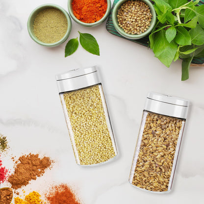 Segarty Spice Jars, 6 Pack 3 oz Spice Bottles with Shaker Lids, Glass Empty Storage Containers with Adjustable Stainless Steel Flow Top for Your Regularly Used Spices