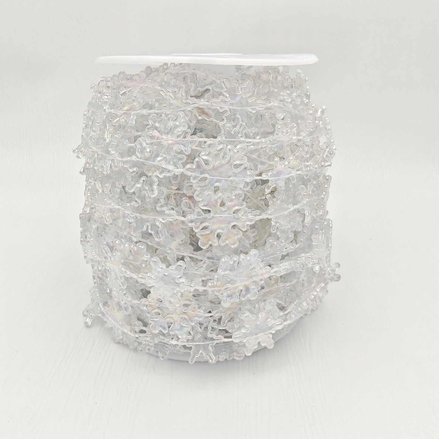 62FT Crystal Beads Strands Acrylic Iridescent Garland for Christmas Tree Decorations DIY Crafts (62FT Iridescent Snowflake)