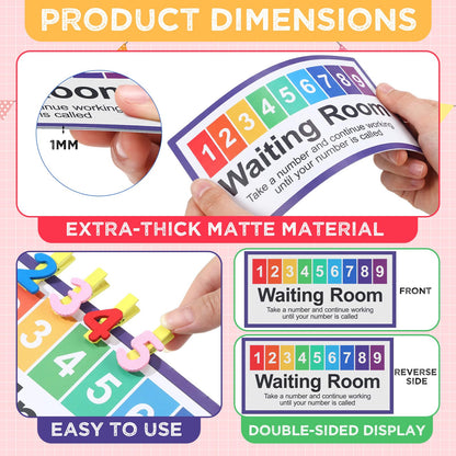 ForraFun New Version 3 Pcs Classroom Management Waiting Room Clip Colorful Chart Teacher's Helper Waiting Room Frosted PVC Poster with Wooden Number Clips, Table Holder for Classroom Supplies(Classic)