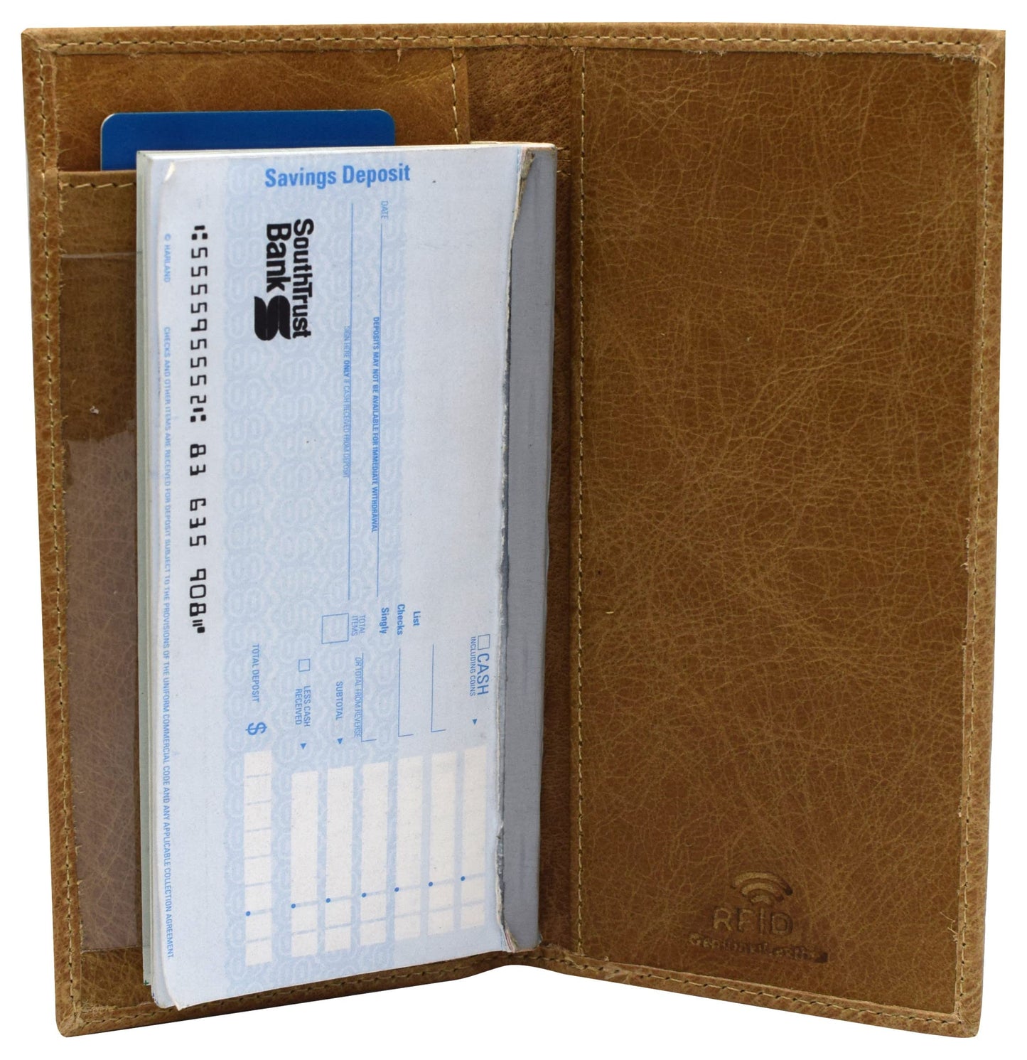 MARSHAL Personalized Cowhide Leather Basic Checkbook Cover RFID Blocking for Men Women