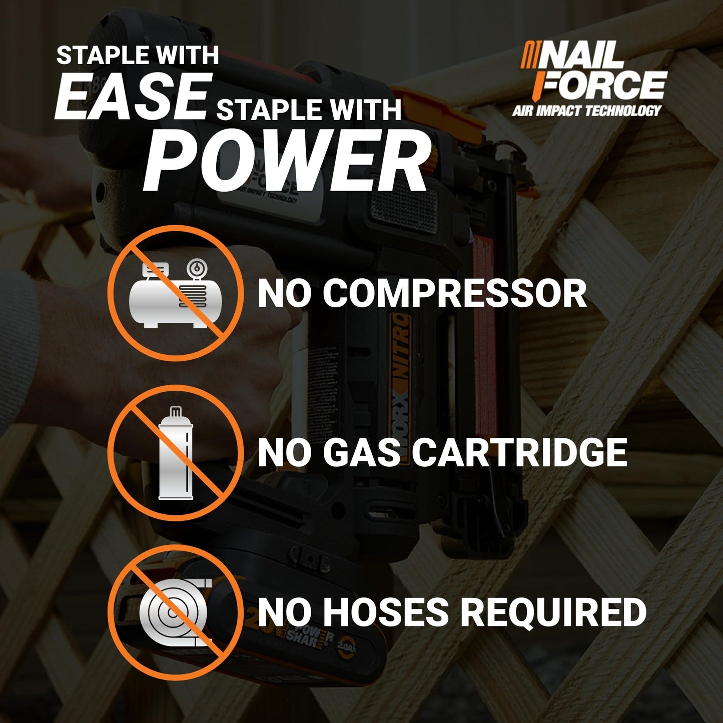 Worx Nitro 20V Cordless 18-Gauge Narrow Crown Stapler, Cordless Staple Gun Fires Up to 80 Staples/Min, Battery Powered Staple Gun with Tool-Free Jam Release WX844L – Battery & Charger Included