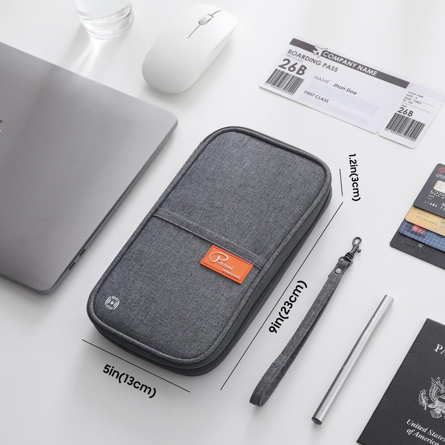 Family Passport Holder Organizer, RFID Blocking Travel Document Case, Lightweight Large Passport Cover Case Waterproof Bag Document Organizer for Women & Men