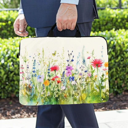 RUUHLJLET 15-Inch Laptop Sleeve – Stylish, Lightweight, Shockproof, Water-Resistant Case for Lenovo, HP, Dell, Asus Notebooks - Plant Flower
