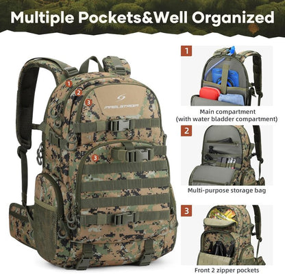 Hunting Backpack - Waterproof 35L Tactical Pack with Rain Cover | Camo Design for Men & Women