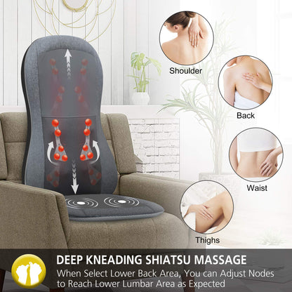 COMFIER Shiatsu Full Back Massager,Massage Chair Pad with Heat,2D/3D Massage Seat Cushion,Chair Massager with 10 Shiatsu Nodes, Rolling Kneading Chair Pads for Lower Back,Gift for Men,Women