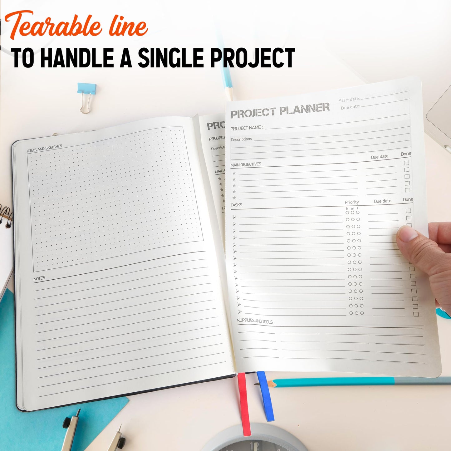 Project Planner: Management Notebooks Organizer & Work Log Book Tracker With Checklist Brainstorming for Entrepreneurs, Managers & Small Business Owners