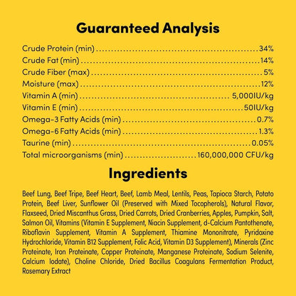 Grass-Fed Beef Freeze-Dried Raw Mix Dog Food - High Protein, Grain-Free, Non-GMO | 2 lb