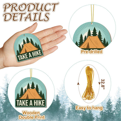 Vercraft 36 Pcs Hiking Ornaments for Christmas Tree - Double-Sided Printing Wooden Outdoorsy Nature Mountain Adventure Backpacking Gifts 2025 for Hikers Campers Men Women