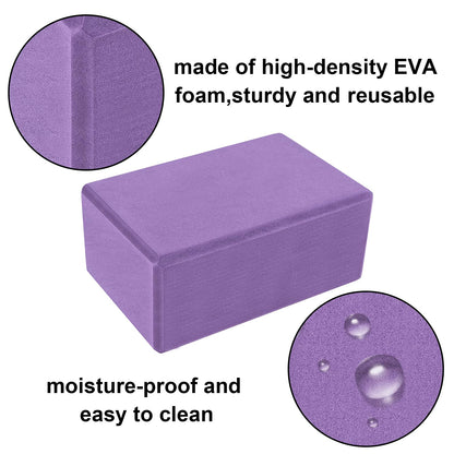 Muka 4 Pack Black Yoga Blocks 4x6x9 Inch, High Density EVA Foam Yoga Brick for Meditation, Pilates