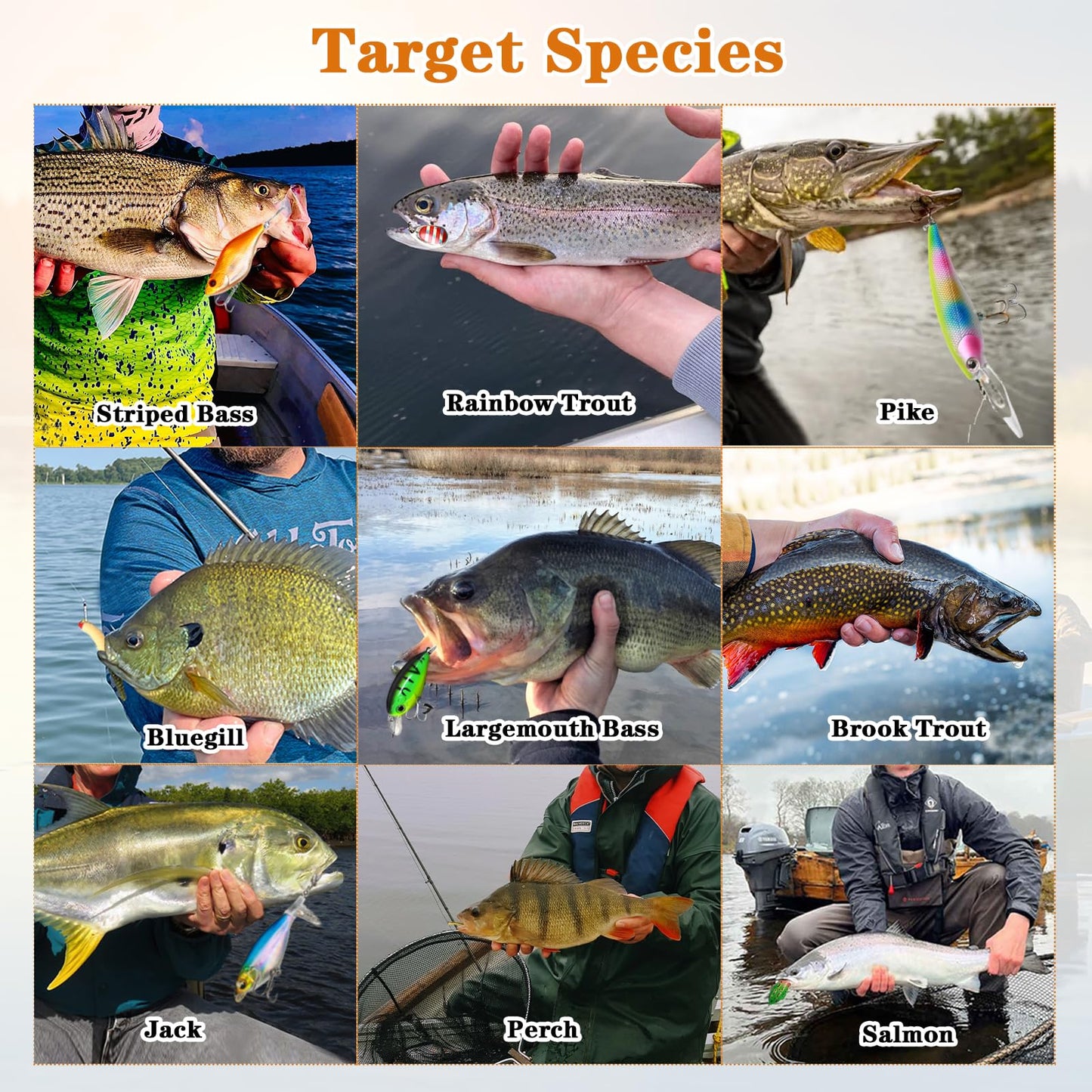 Fishing Lures Accessories Kit with Tackle Box, Suitable for Freshwater and Saltwater Fishing Gift for Men
